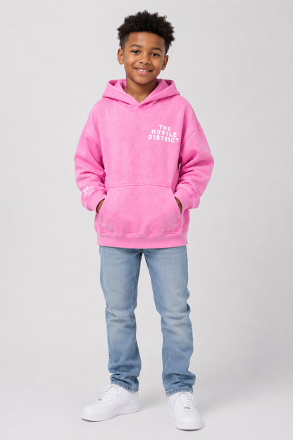 Youth DBTR Acid Wash Hoodie - Pink