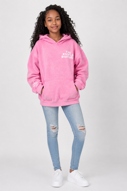 Youth DBTR Acid Wash Hoodie - Pink