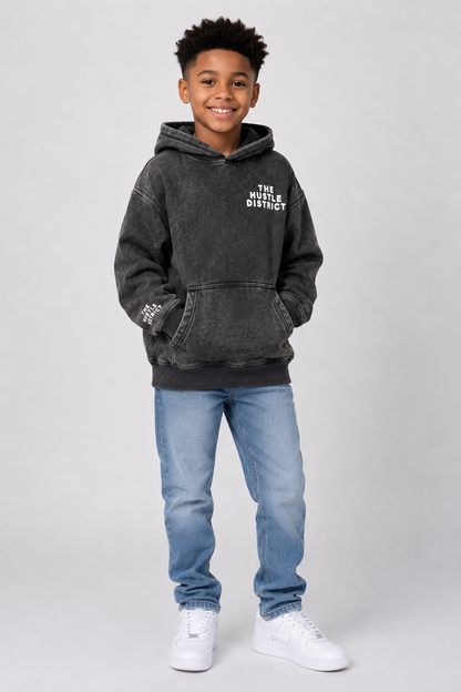 Youth DBTR Acid Wash Hoodie - Black