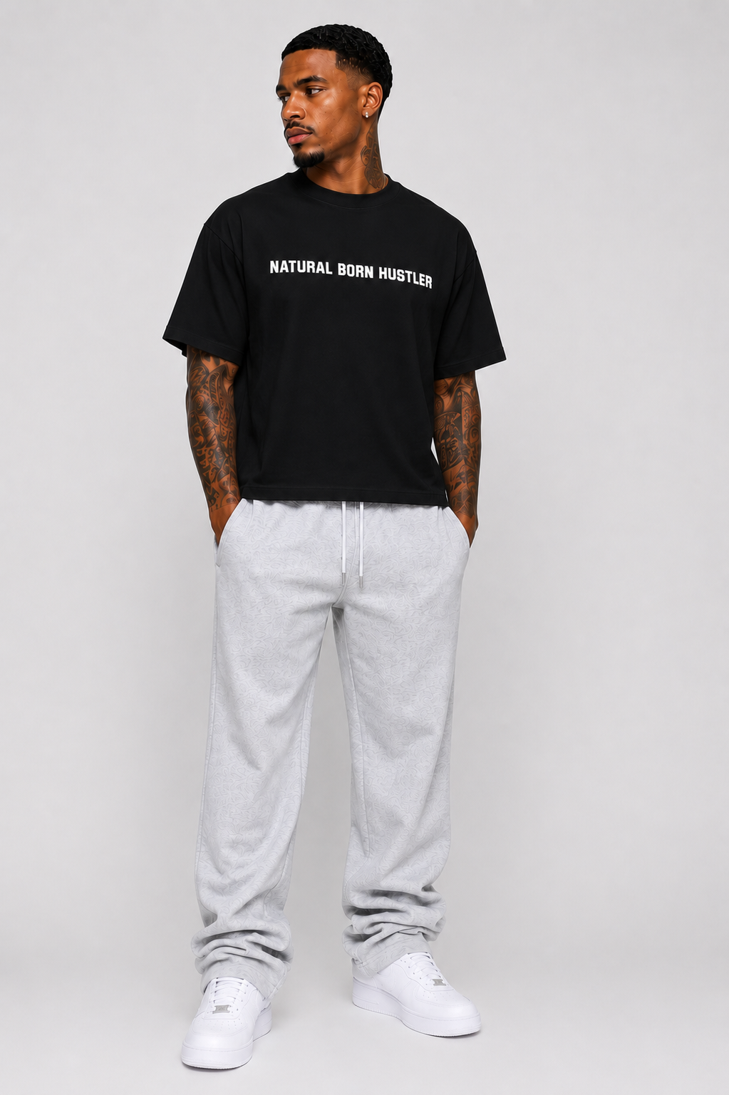 NBH Drop Shoulder Tee - Black - The Hustle District
