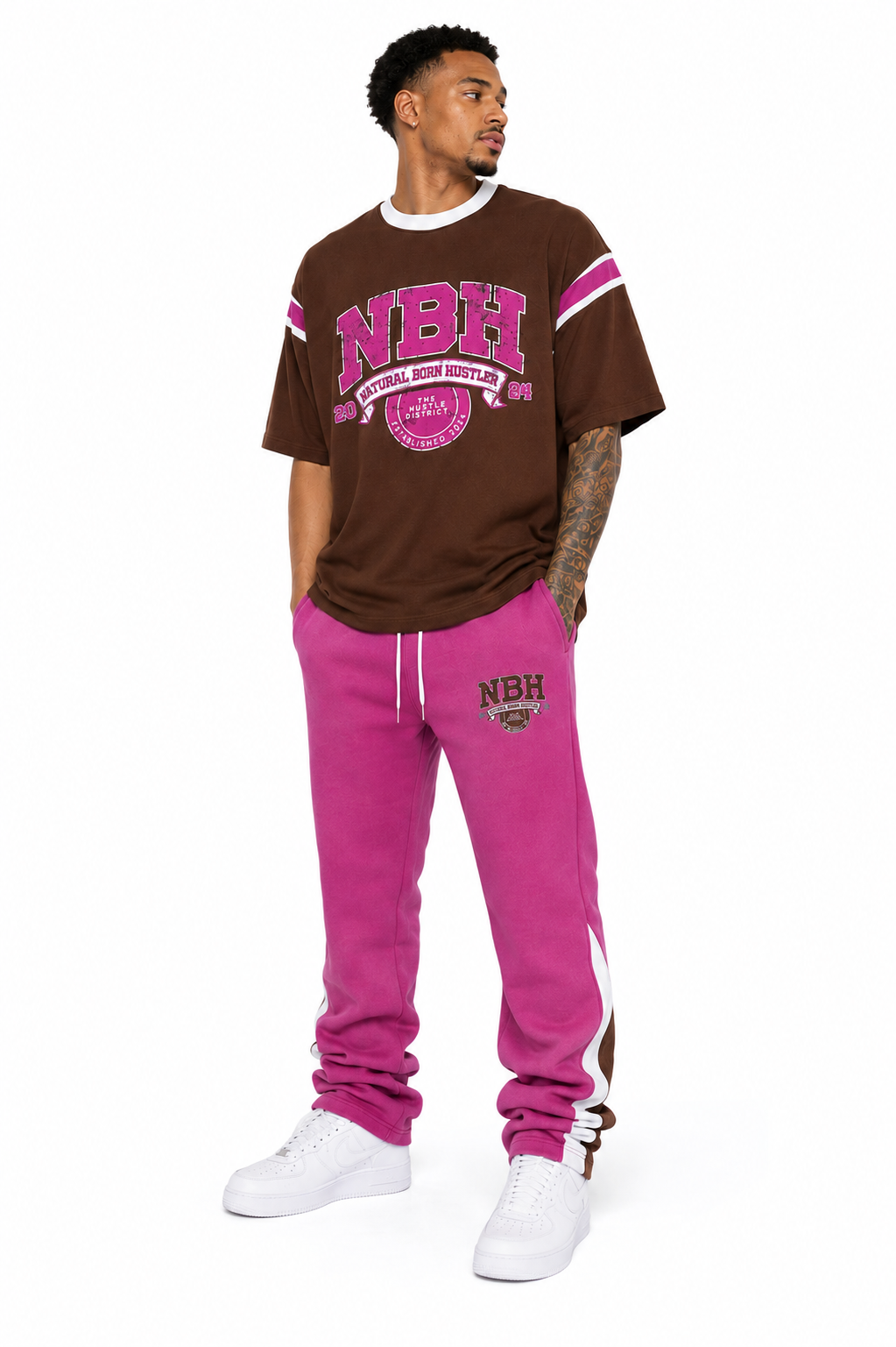 NBH Varsity Stacked Set - Pink - The Hustle District