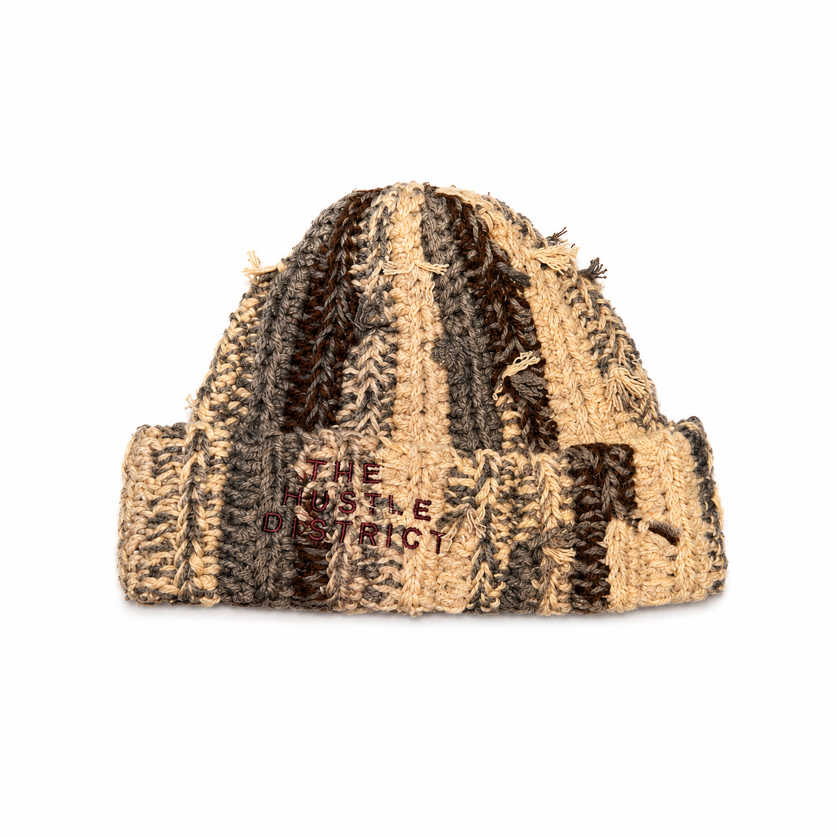 Hand-Knitted Beanie - Brown - The Hustle District