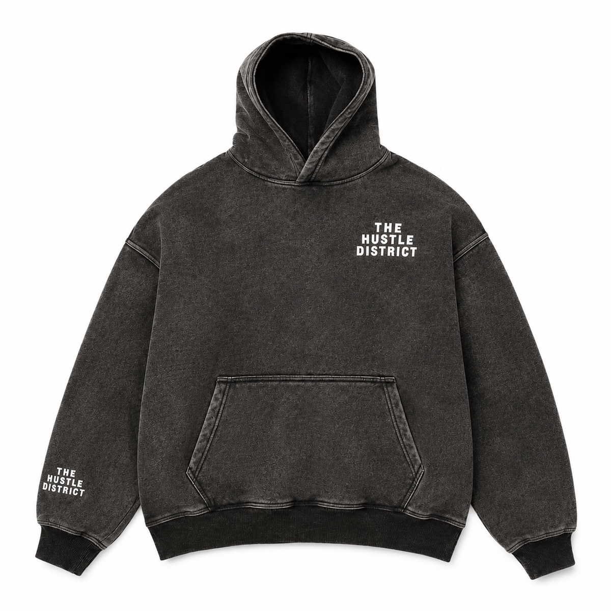 DBTR Oversized Acid Wash Hoodie - Black - The Hustle District