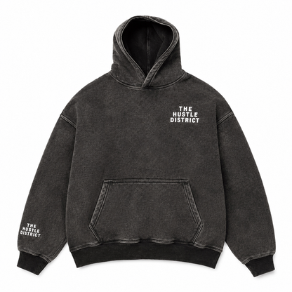 DBTR Oversized Acid Wash Hoodie - Black - The Hustle District