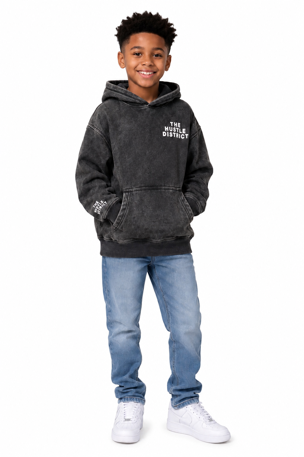 Youth DBTR Acid Wash Hoodie - Black - The Hustle District