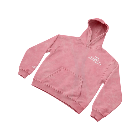 DBTR Oversized Acid Wash Hoodie (Pink) - The Hustle District
