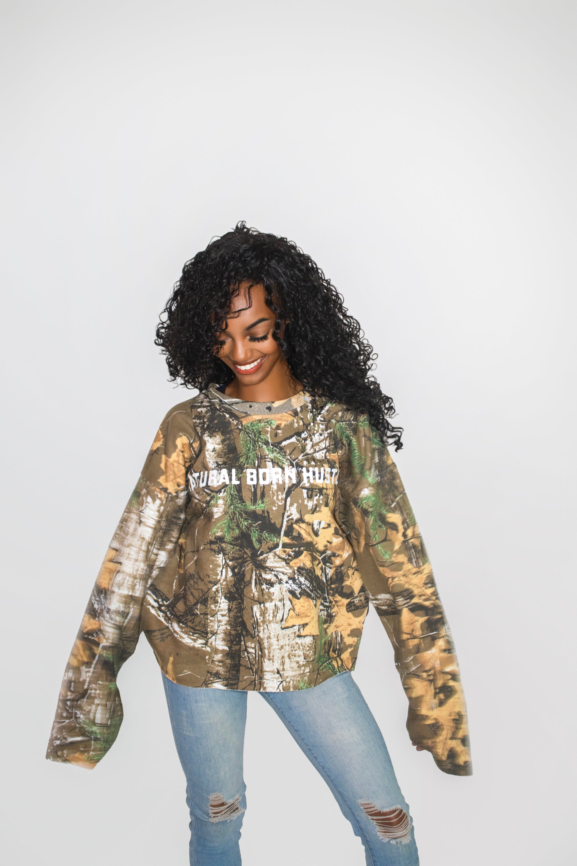 NBH Crop Sweatshirt - Camo - The Hustle District