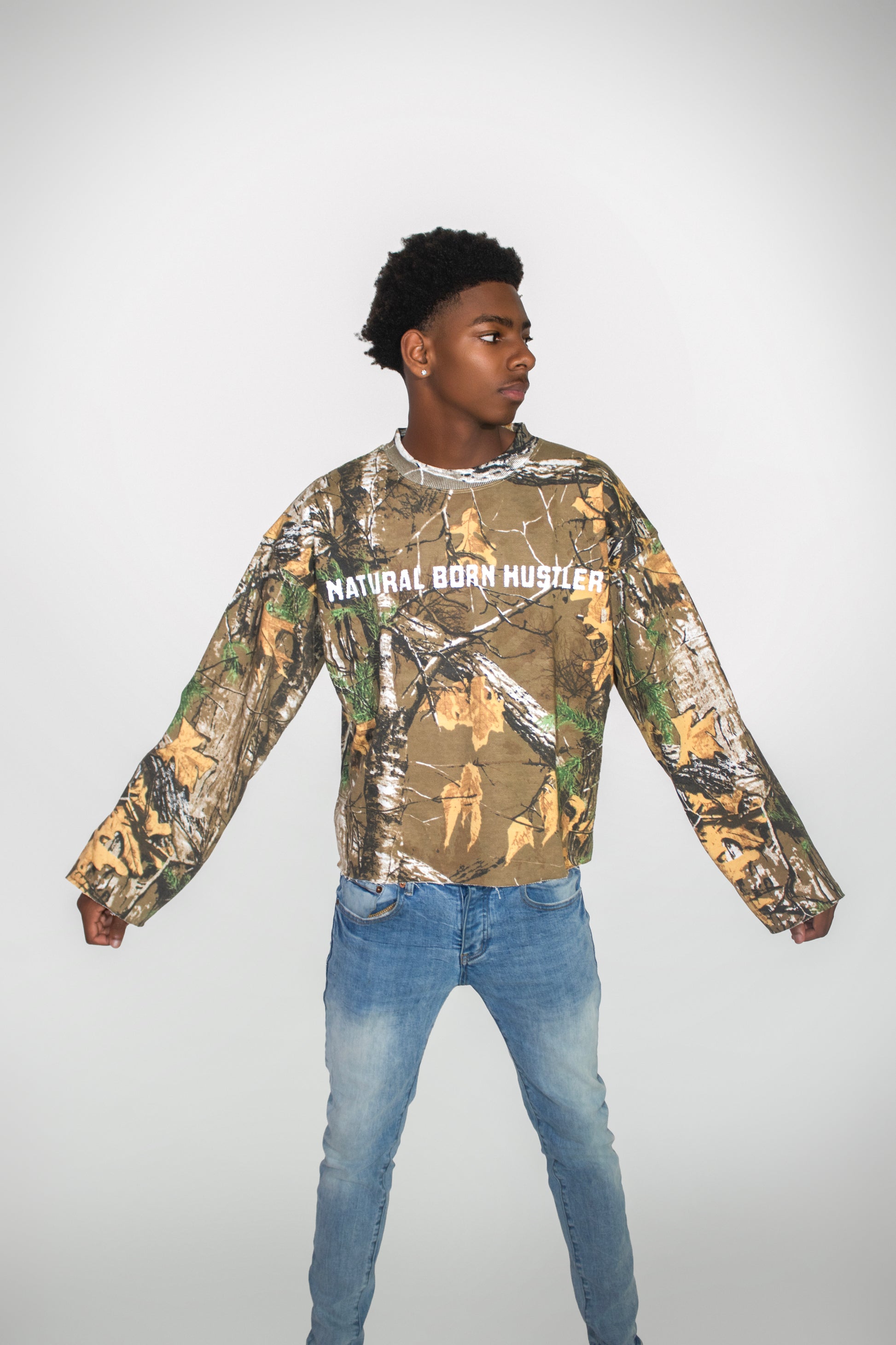 NBH Crop Sweatshirt - Camo - The Hustle District