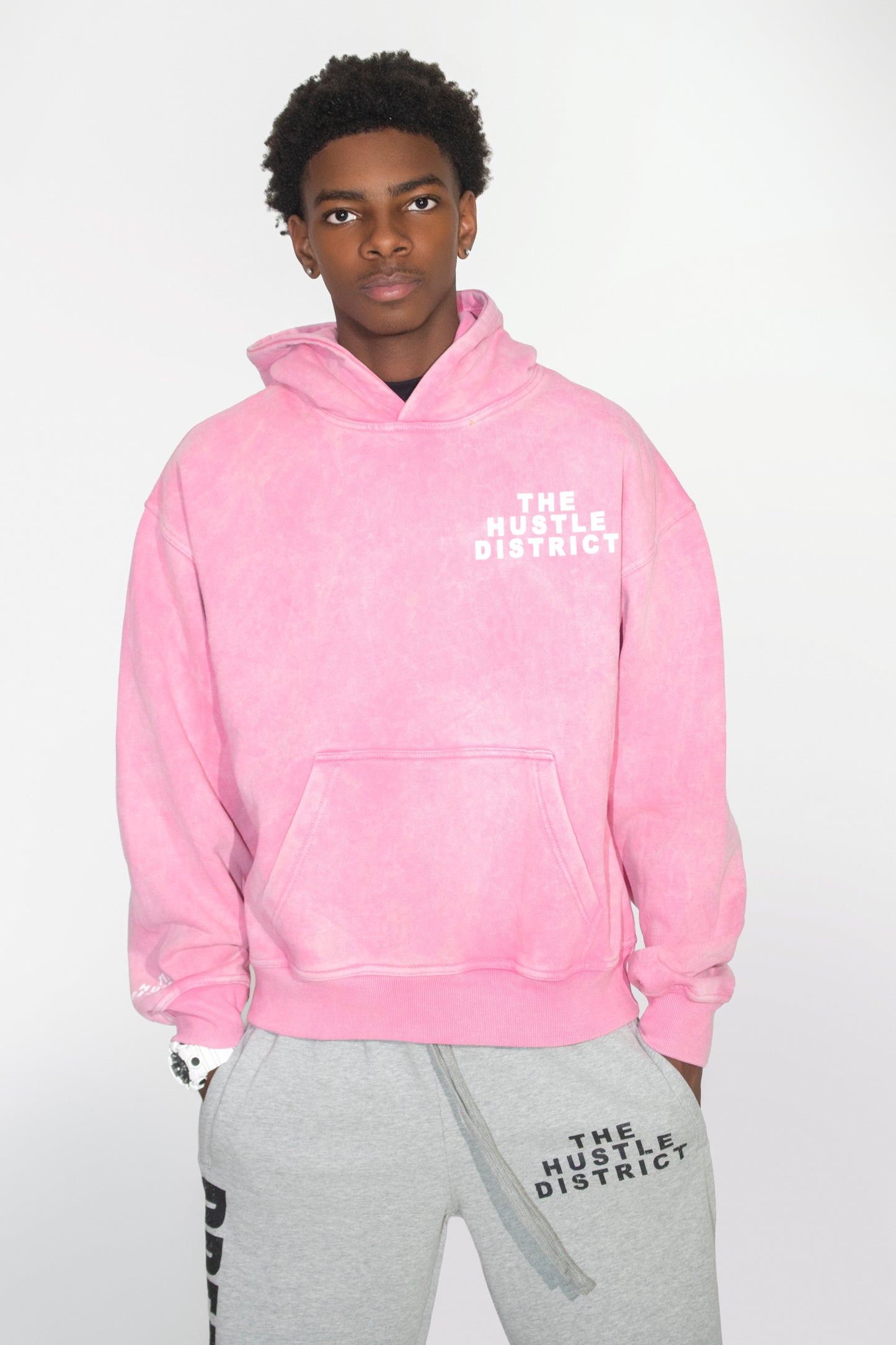 DBTR Oversized Acid Wash Hoodie (Pink) - The Hustle District
