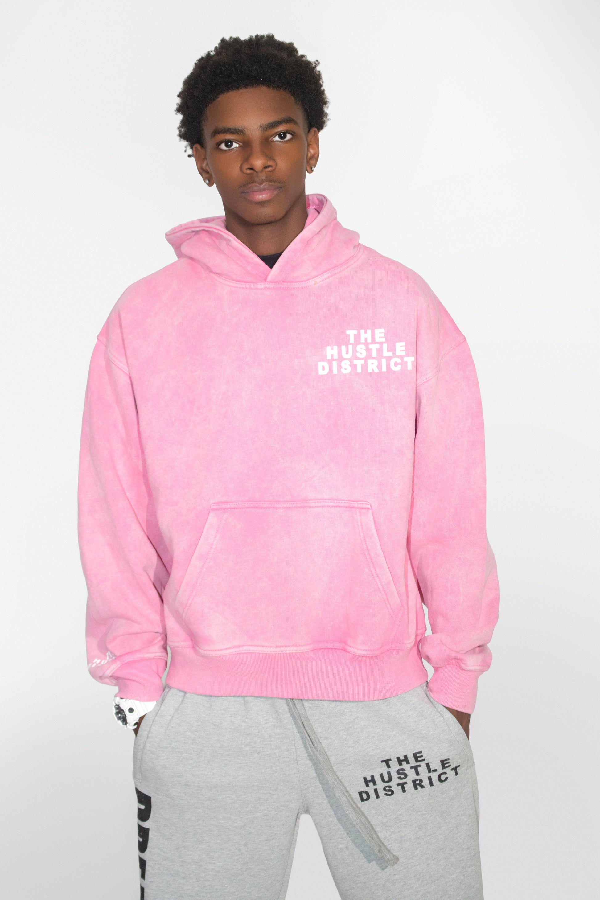 DBTR Oversized Acid Wash Hoodie (Pink) - The Hustle District