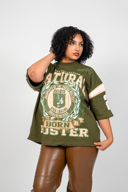 Fall Collection Oversized Tee - Olive