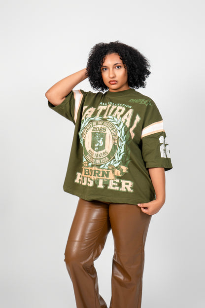 Fall Collection Oversized Tee - Olive
