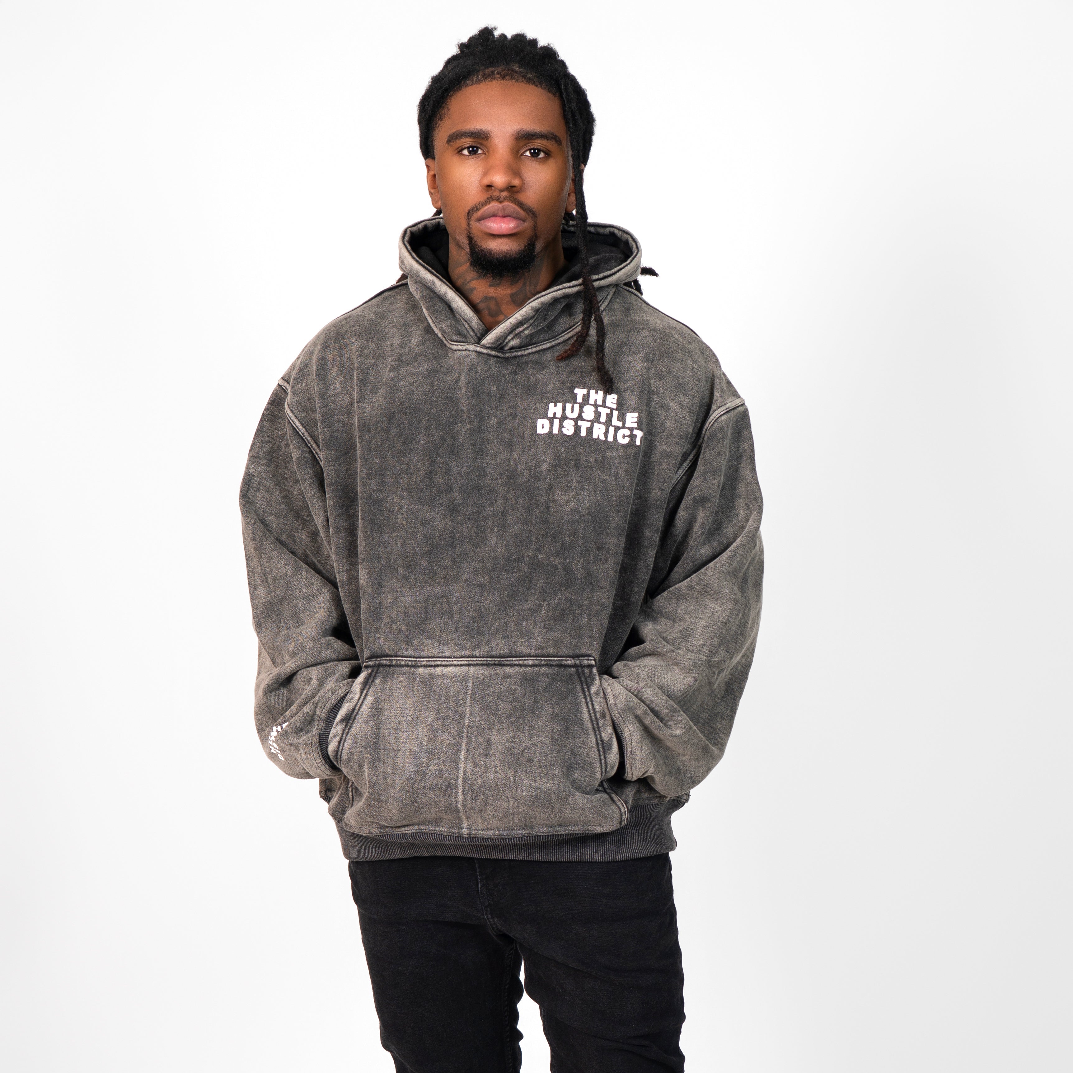 DBTR Oversized Acid Wash Hoodie - Black – The Hustle District