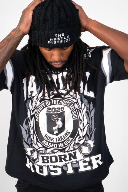 Hand-Knitted Black Distressed Beanie