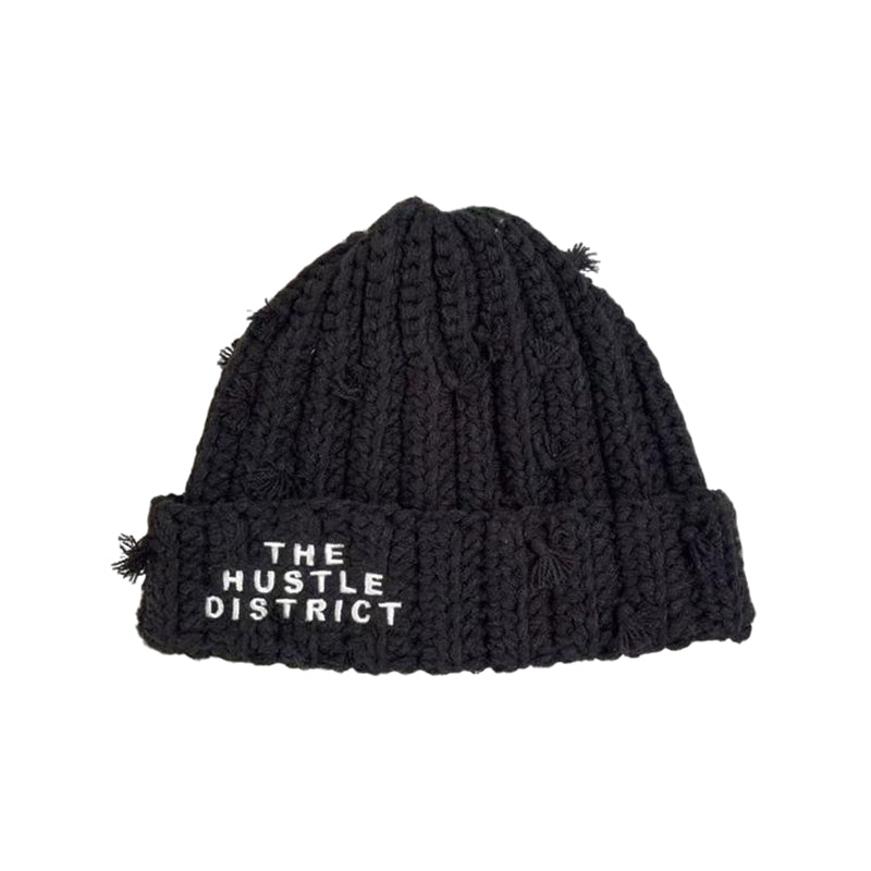 Hand-Knitted Distressed Beanie – Hustle District Streetwear - The Hustle District